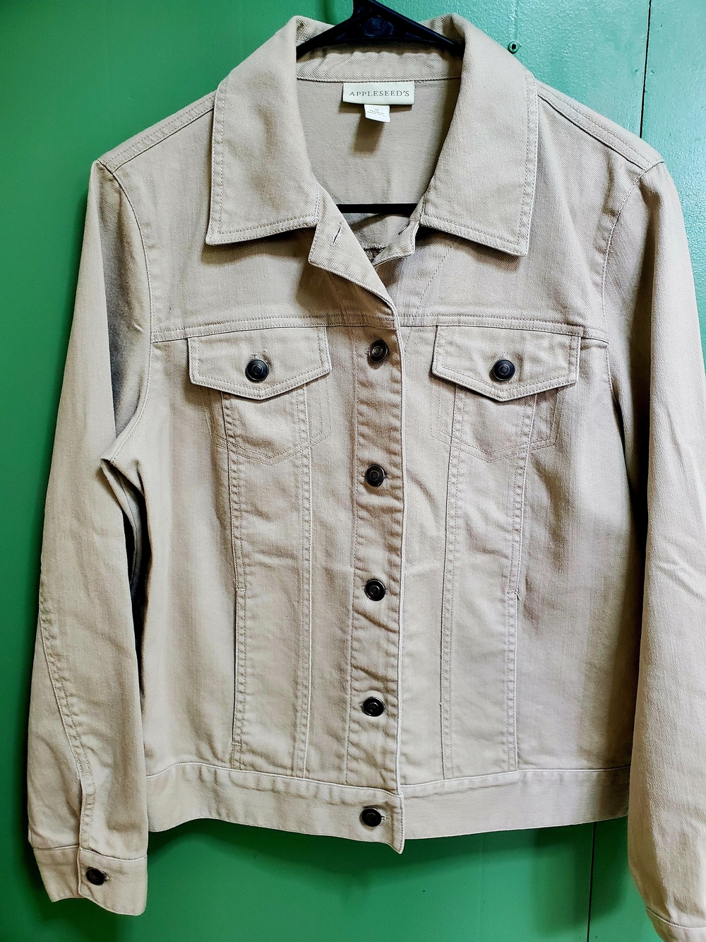Appleseed's Beige/Tan Denim Jacket with Button Front